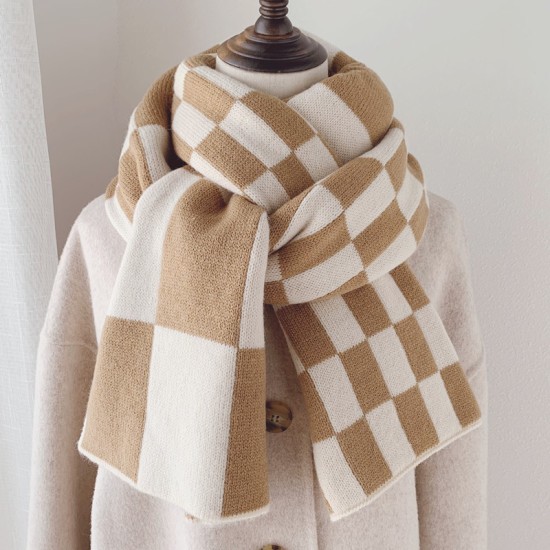 Checkerboard checkered large patchwork scarf