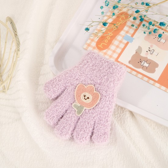 Cute cartoon baby boys and girls cold-proof and warm five-finger gloves