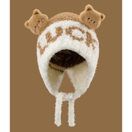 Warm and fashionable plush ear protection hat for children