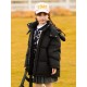 Down jacket for girls medium length windproof hooded thickened down jacket for girls