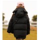 Down jacket for girls medium length windproof hooded thickened down jacket for girls