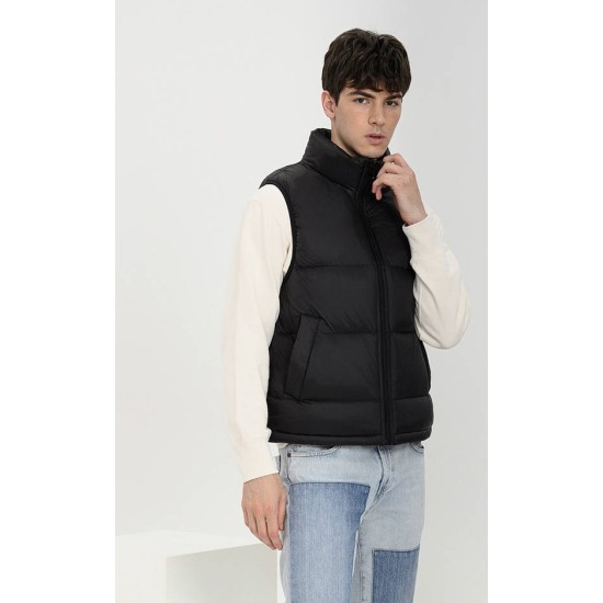 White duck down stand collar thickened down vest for men