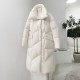 Women's long knee-length down jacket white duck down