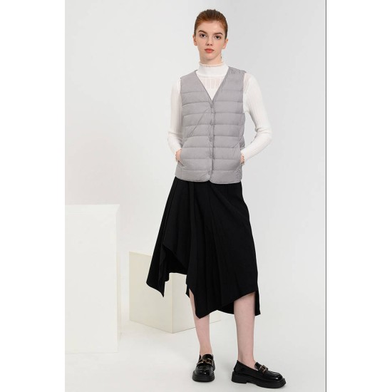 New down vest V-neck lightweight vest lining vest slim fit 90 white duck down women's