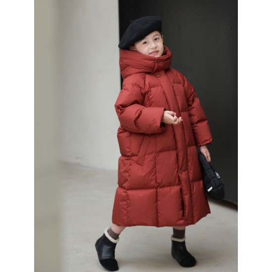 New down jacket long thickened warm hooded girls down jacket