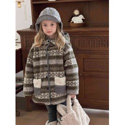 Girl's lambswool jacket padded and thickened tops