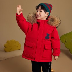 Boys' mid-length thickened down jacket coat